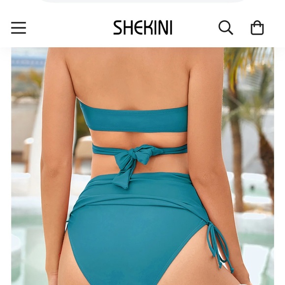 Shekini Teal Halter Bikini with Wrap-Around Ties - Picture 8 of 8
